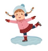 Clip art of young girl skating.