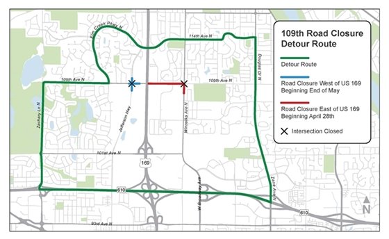 109th Ave Reconstruction Project Phase 1 Detour Map