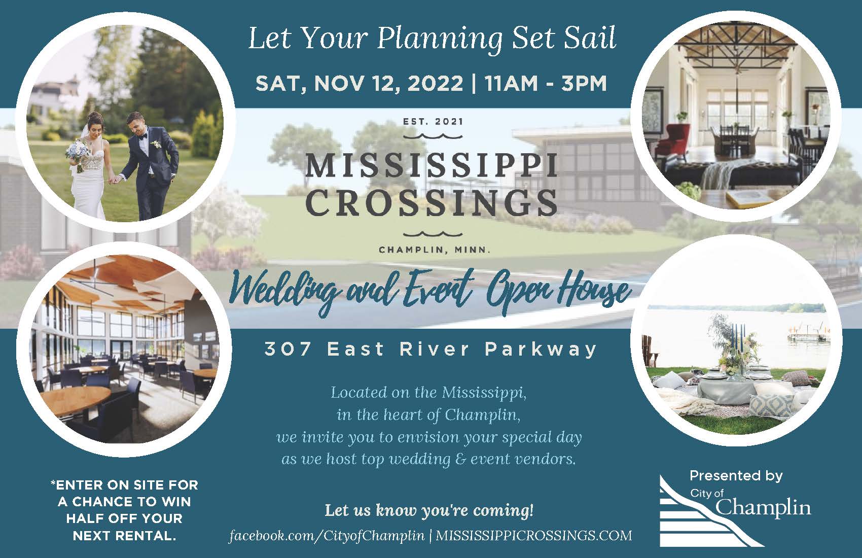 A view of the invite for the wedding and event open house.