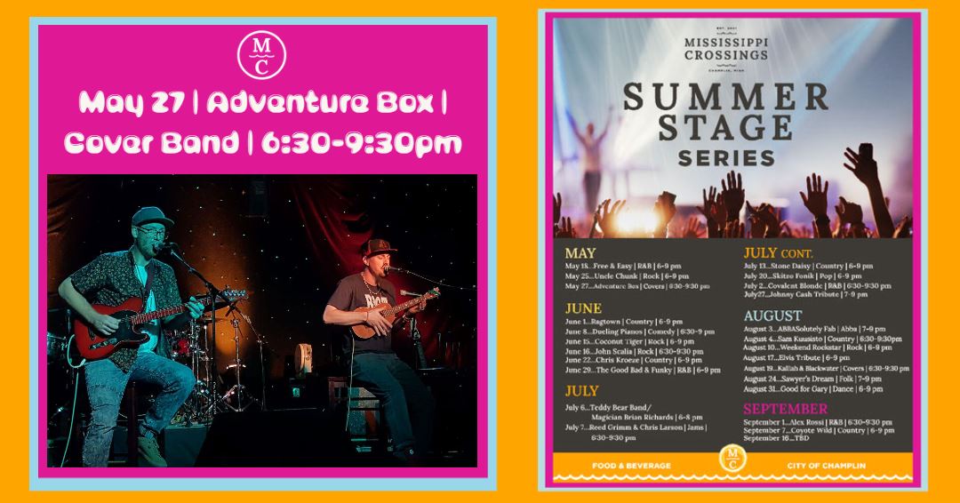 A view of the cover band AdventureBox on May 27th at MC at 6:30pm.